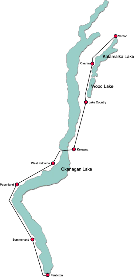 Map of Kelowna area boat launch locations